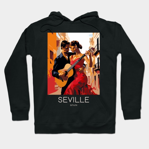 A Pop Art Travel Print of Seville - Spain Hoodie by Studio Red Koala